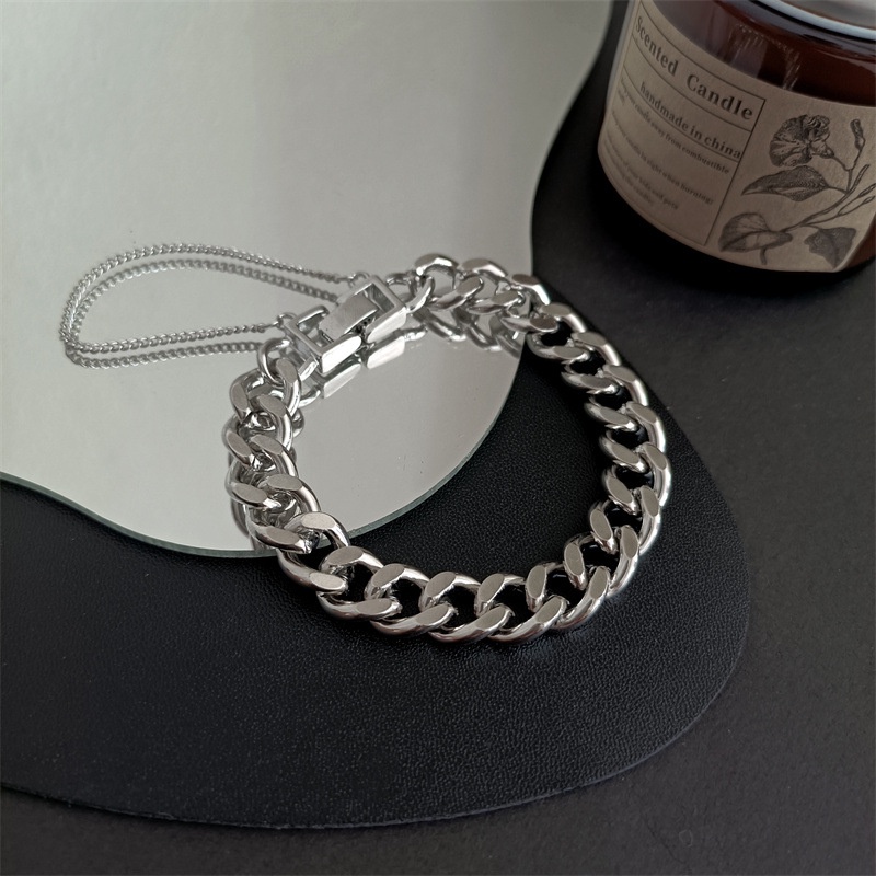 Stainless Steel Thick Chain Bracelet Ins Girlfriends Couple Hip-hop Trendy Hand Jewelry