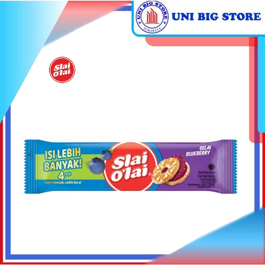 

Slai Olai O'lai O Lai Biskuit Susu Selai Blueberry 32 gr Roma Biscuit