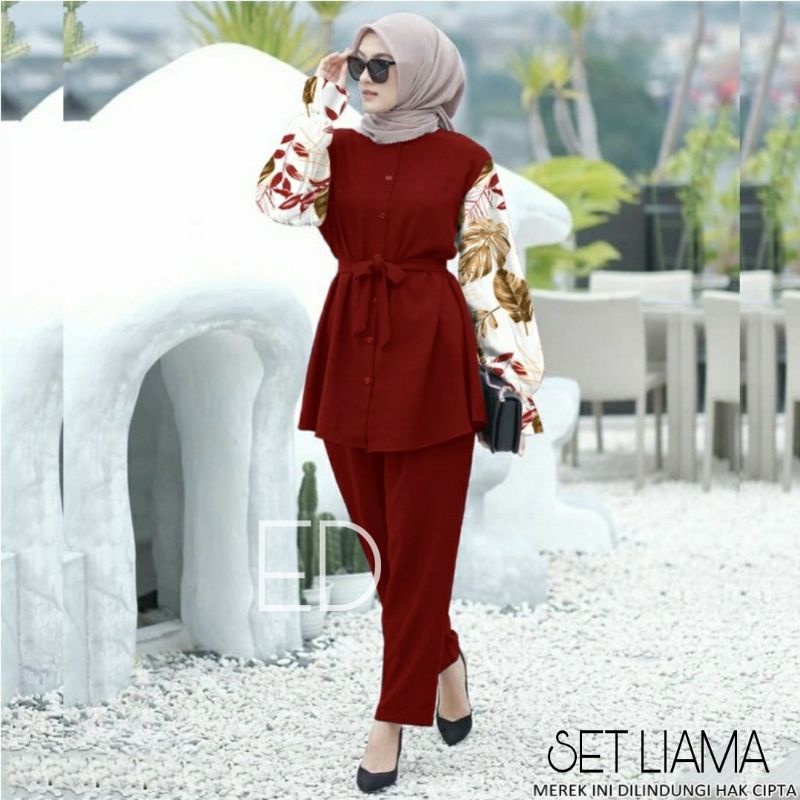 Ed Set Liama baju setelan wanita kekinian fashion muslim 2022 Baju Stelan Model import kekinian terb