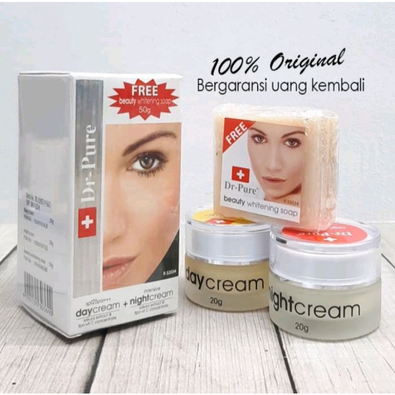 CREAM DR PURE set sabun BPOM ORIGINAL 100% ( skincare pemutih wajah)