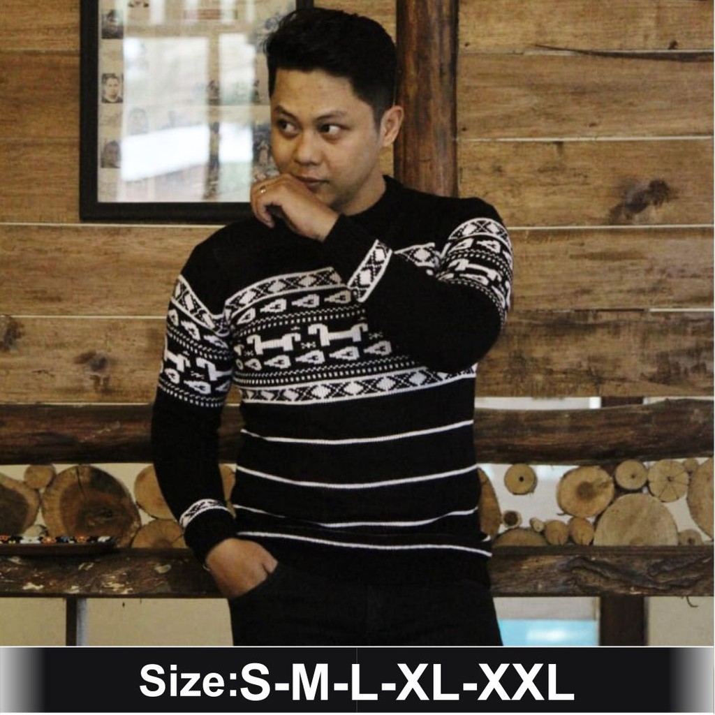 Sweater Cowok S M L XL XXL XXXL 4XL Switer Korea Bajawa sweater rajut / Baju Pria Rajutan Big size