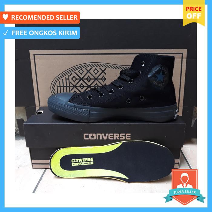 Sneakers Pria - Sepatu All Star Converse Hitam Full Tinggi - Sepatu Pria