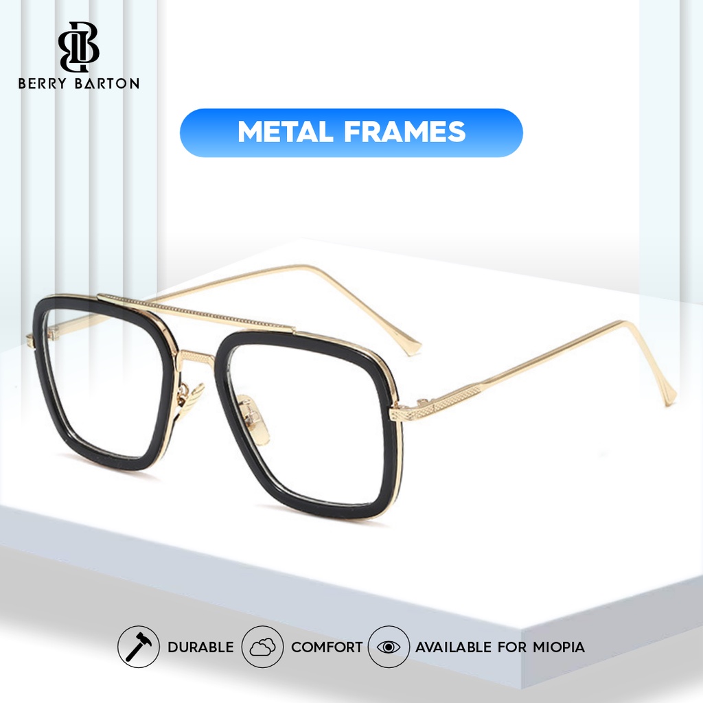 Berrybarton Kacamata Komputer Model Aviator Metal Anti Radiasi Blueray Photocromic Pria Wanita 9103 A-1