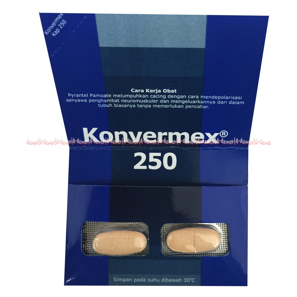 Konvermex 250 Pyrantel Pamoate Obat Cacing Tablet Isi 2pcs Konver Mex Konvermek Konfermex Pirantel