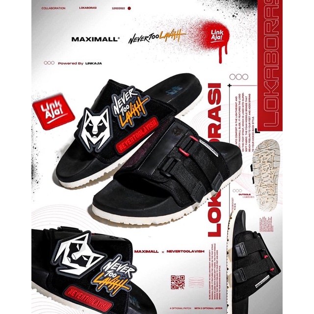 Sandal Slide Pria Wanita Slip On Ringan Anti Slip Selop Maximall X Nevertoolavish X LinkAja Lokabora