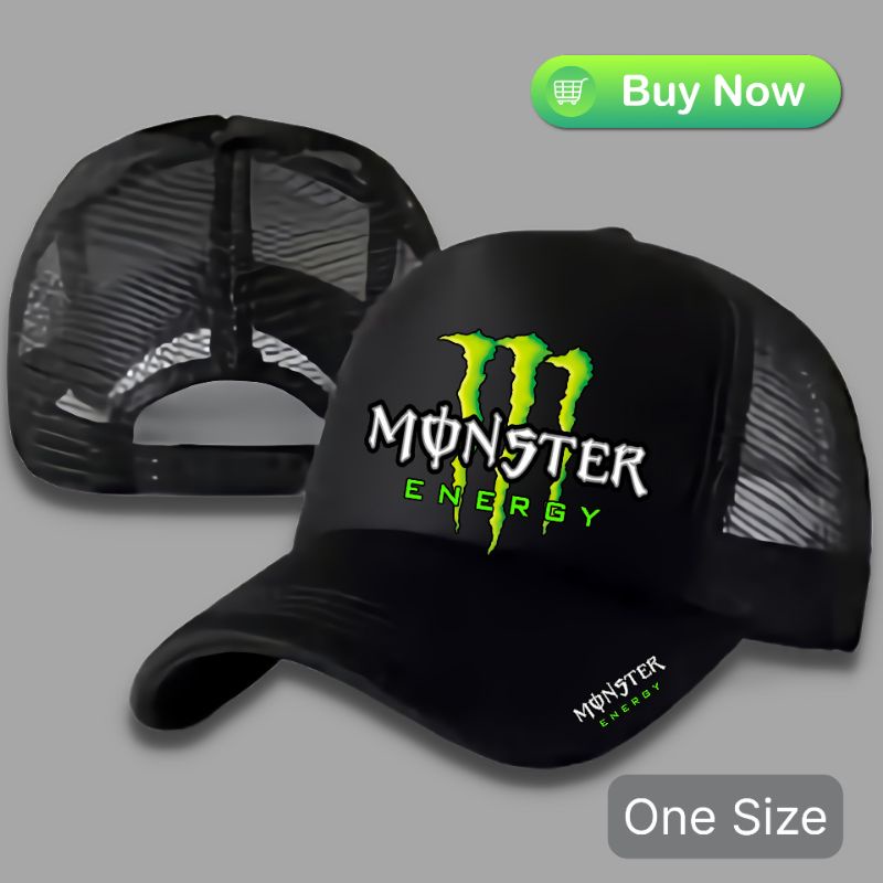 REAL PICTURE !!! TOPI JARING PRIA WANITA DESIGN MONSTER ENERGY LOGO FULL DTF PRINTING