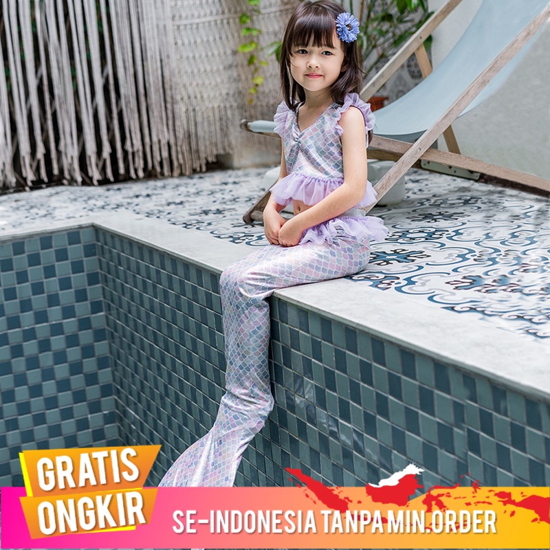 Gaun Anak Baju Renang  Anak Mermaid Baju Renang Perempuan Baju Renang Split Bikini Tiga Potong Salah