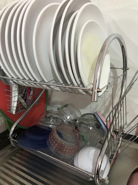 Rak Piring Stainless Steel  Minimalis 2 Tingkat | Rak Piring Dapur