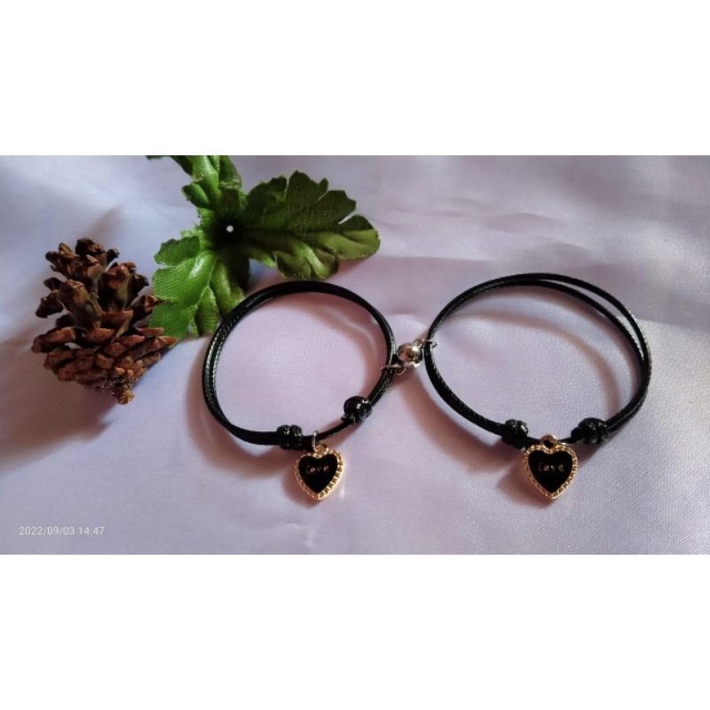 [COD]2PCS GELANG MAGNET LIONTIN HATI/GELANG COUPLE (FREE BOX)