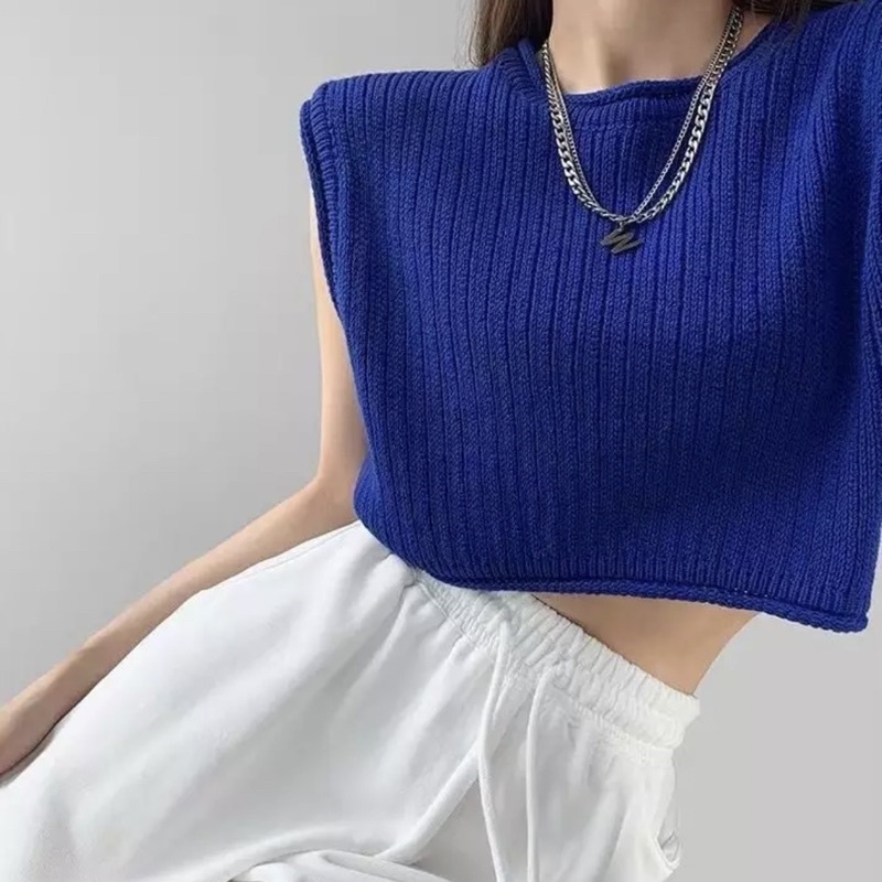 Premium Vest Knit Crop Top Impor