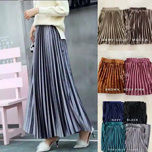 ROK PLISKET VELVET BLUDRU IMPORT/ROK PLISKET BLUDRU IMPORT | Shopee