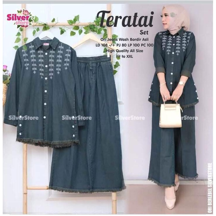 TERATAI SET | SETELAN JEANS | BAJU JEANS | TUNIK JEANS