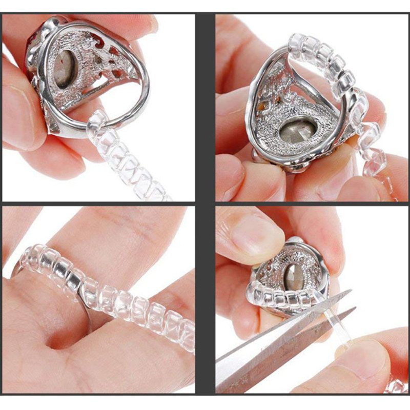 16pcs / Set Alat Pengecil Ukuran Cincin Model Spiral Transparan Dapat Disesuaikan