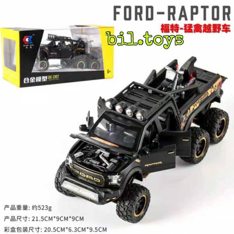 Ford F150 6x6 Raptor Model Mobil Diecast Bahan Alloy Skala 1: 24 Die Cast Models Toys