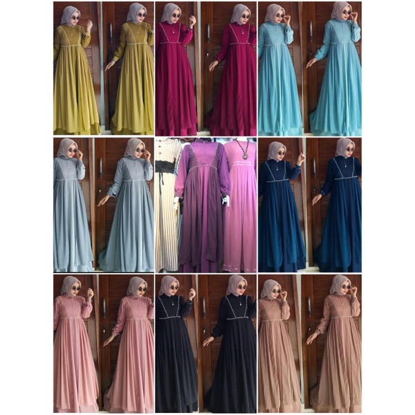 Nabila dress vol 2 dress terbaru dress lebaran dress kekinian maxi dress  dres mutiara pakaian musli