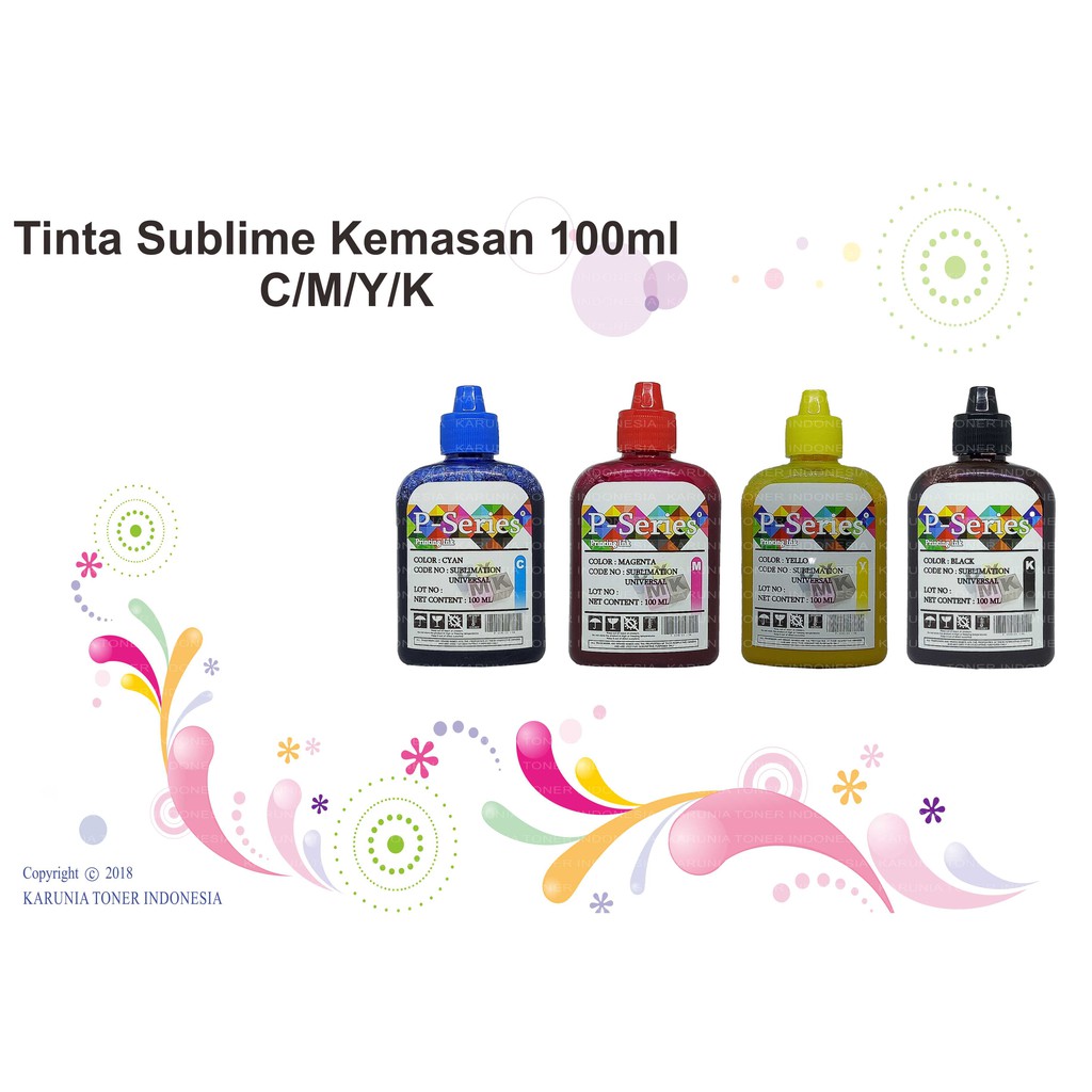 1 Set Tinta Sublime Kemasan 100ml Tersedia Warna Cyan,Magenta,Yellow &amp; Black