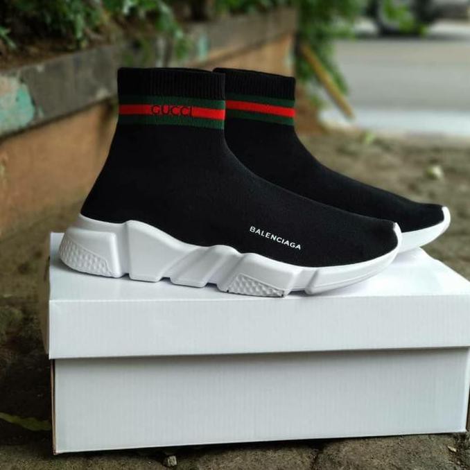 SUPER SALE BALENCIAGA TRIPLE BLACK X GUCCI CASUAL RUNNING SEPATU PRIA Ready Stock