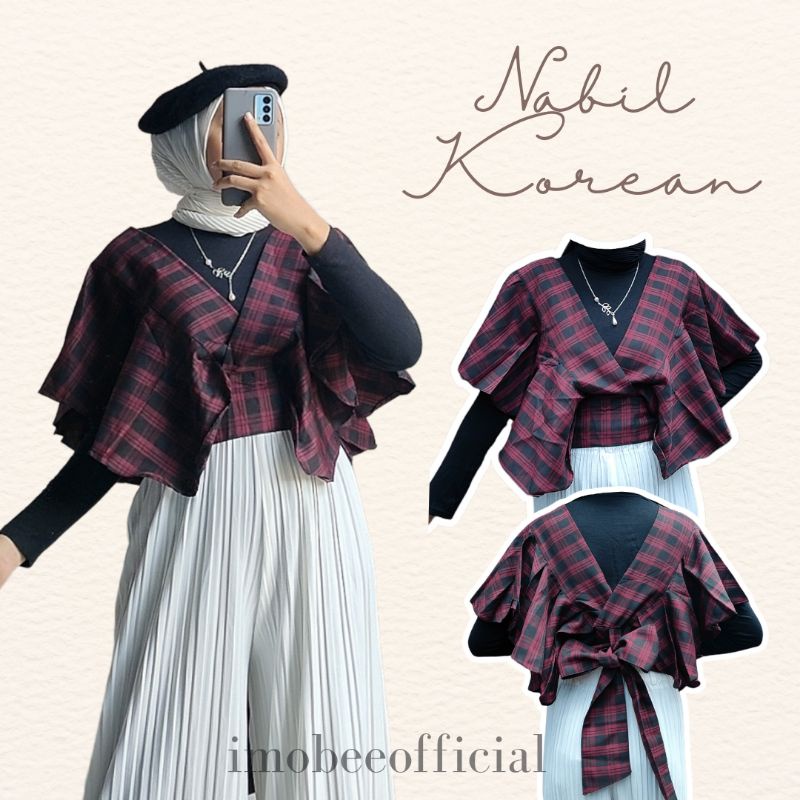 NABIL KOREAN TOP // VEST RUFFLE KOREA TARTAN // ROMPI KOREA VIRAL IKAT PITA KOTAK // VEST YURA