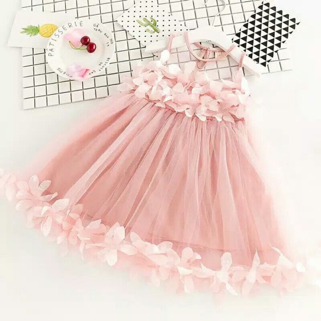 Dress Tutu Casual Bahan Chiffon Motif Bunga impor