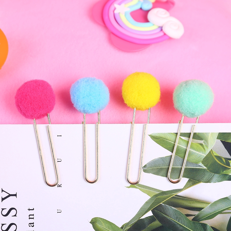 DIY Student Office Stationery Creative Bookmark Hairball Paper Clip Handbook Decoration