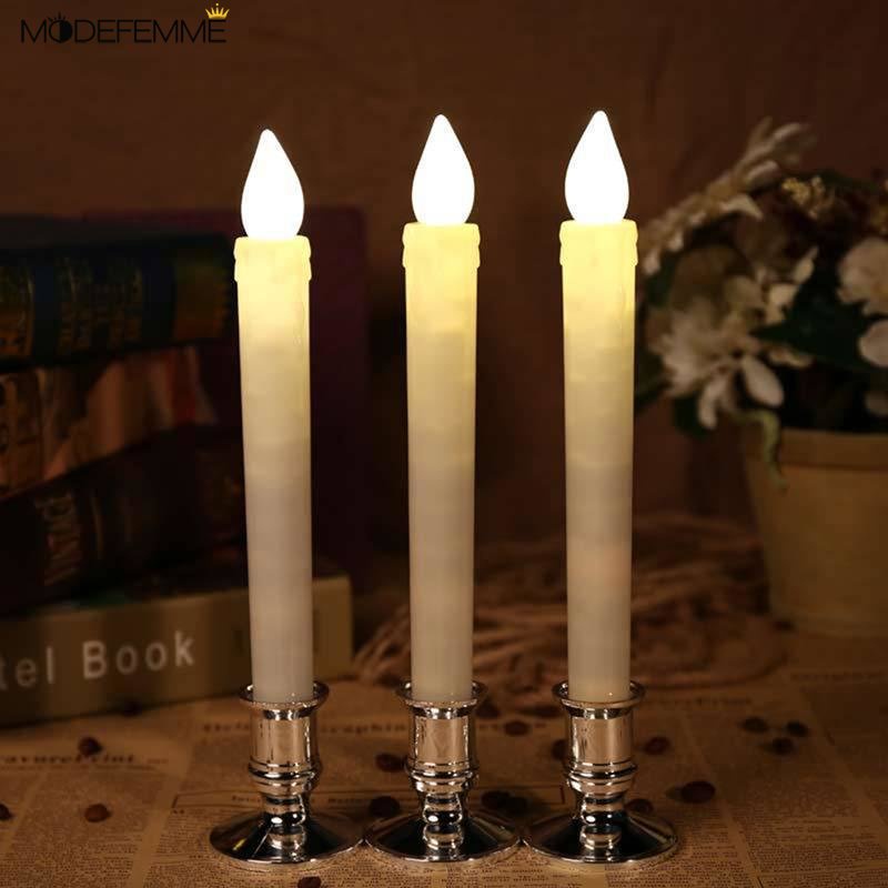 1 Pasang Lampu LED Bentuk Lilin Tanpa Api Untuk Dekorasi Natal