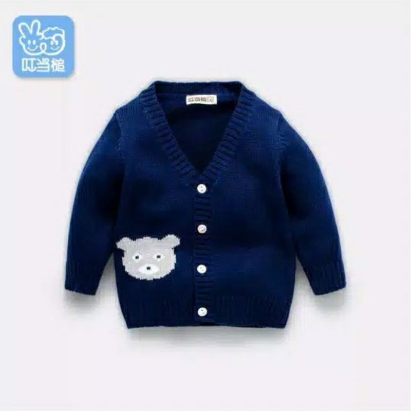 Cardigan Anak Unisex rajut halus KIDS CARDY Bear  hokkyshop