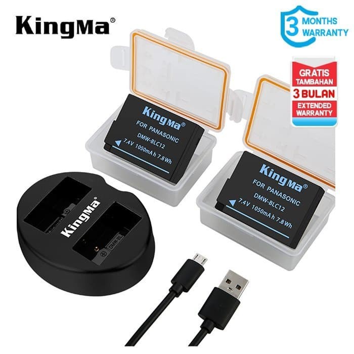 Baterai Kit KINGMA FOR DMW-BLC12 2-Pack Dual Charger For Lumix G pnsnc