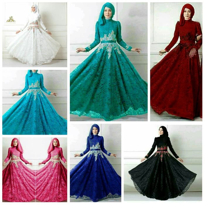 GAMIS PESTA BROKAT / GAUN PESTA MUSLIMAH / GAMIS SYARI BROKAT MasDonaShop