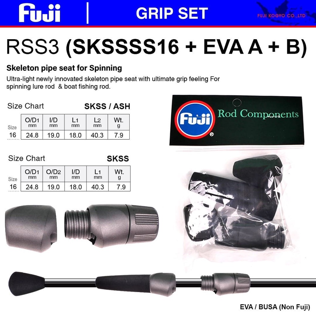 GRIP SET FUJI SPINNING / REEL SEAT + HANDLE RSS3 (SKSSSS16 + EVA + A + B)