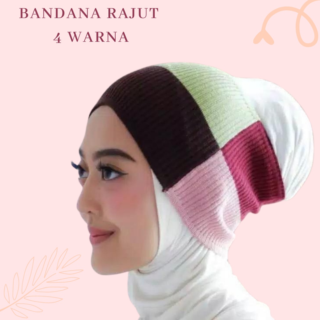 Alny Hijab - Inner rajut/ bandana rajut 4 warna / bandana kombinasi /ciput rajut anti pusing