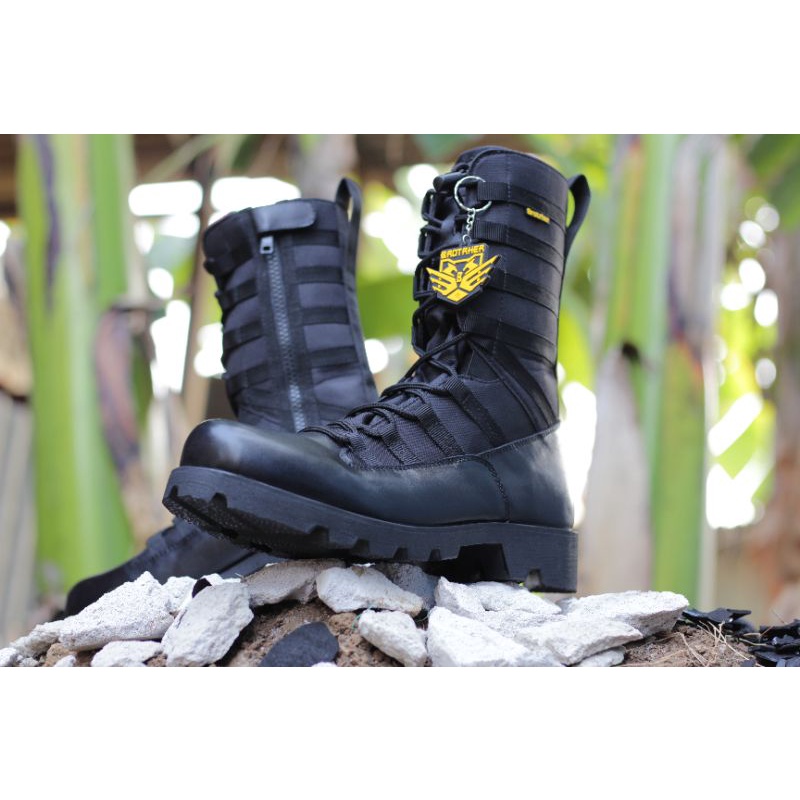 SEPATU PDL NINJA TNI POLRI SOL RADIAL BAHAN KULIT SAPI KOMBINASI KORDURA ANTI AIR PAKAI RESLETING MERK BROTRHER NINJA RADIAL