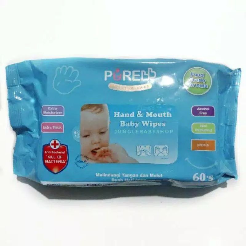 PURE BB HAND AND MOUTH BABY WIPES (buy 2 get 1) 60's per pack