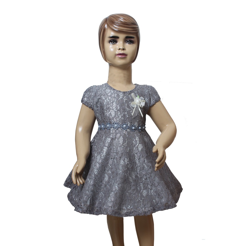 Dress Kids emmy/Baju Party Anak Brukat Gliter/Pakaian Anak Trendy/Brukat Anak Ada renda