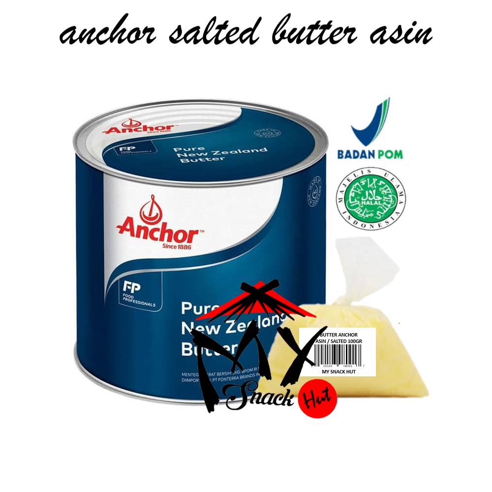 ANCHOR SALTED BUTTER 100GR - MENTEGA MERTEGO MERTEGA SAPI ASIN PURE NEW ZEALAND ROTI KUE KERING CAKE COOKIES HALAL