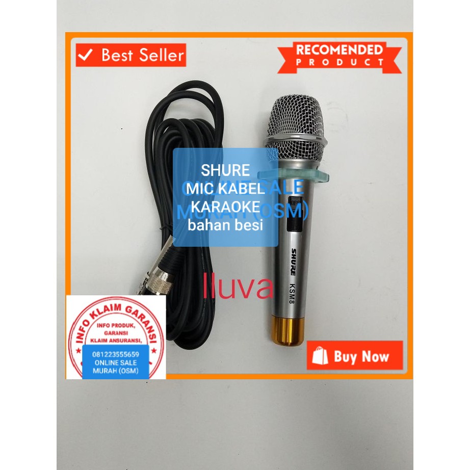 SHURE GOLDEN legendary Mic GOLD song musik kabel Microphone cable karaoke vocal audio sound mik pengeras suara pro profesional vokal mikrophone dynamic legendaris  TERBUAT DARI BESI  Microphone Shure KMS8 100% sama dengan gambar 1bh mic kabel 5-6 meter ka