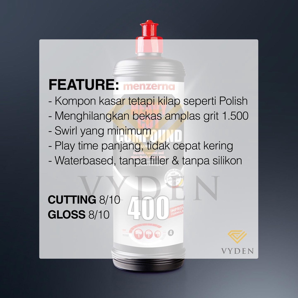 MENZERNA Heavy Cut Compound 400 LADY LINE 250ml Limited Edition Kompon Kasar Hapus Baret Dalam Scratch Kerak Air Kusam Jamur Oksidasi