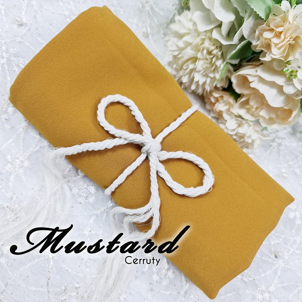 Part 1 Pasmina Polos Ceruty Baby Doll Pilih Warna [ Pilih Warna ]-Mustard
