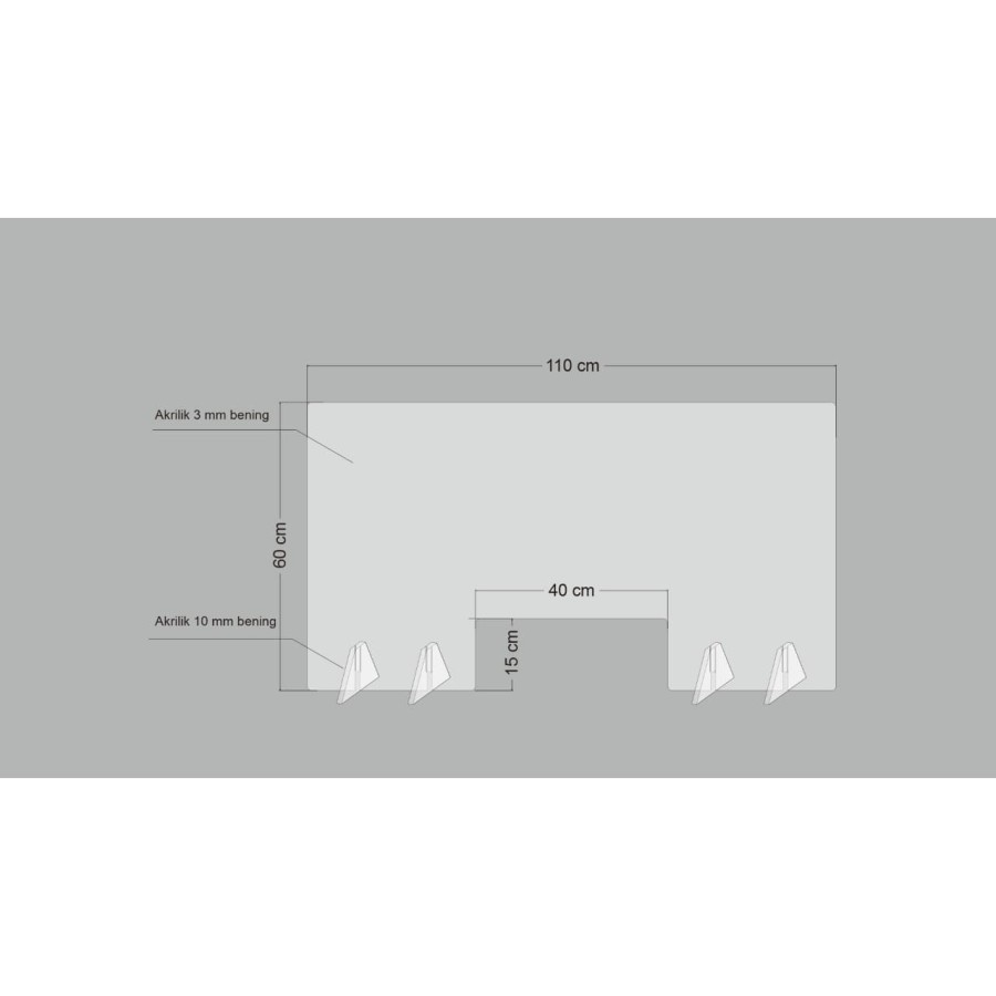 Sekat Akrilik / Pembatas / Partisi Meja Kasir 110 x 60 cm