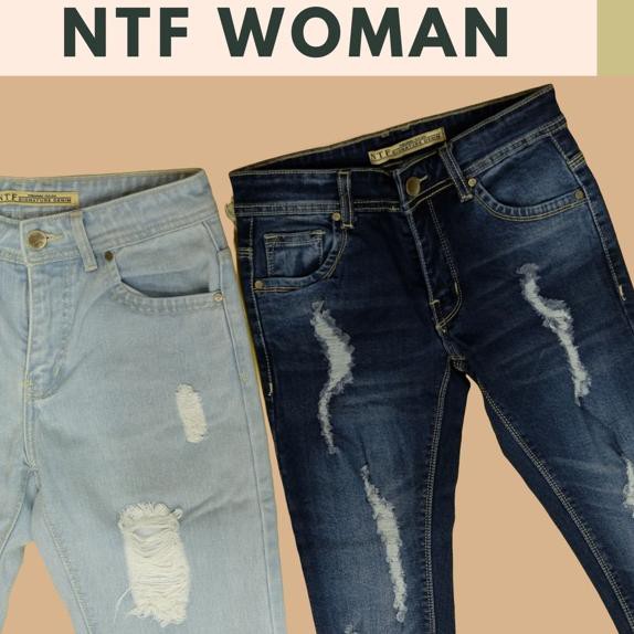 ZH 0739 NTF WOMAN Ripped Jeans for Woman (Light blue,Dark blue, Denim blue) ""