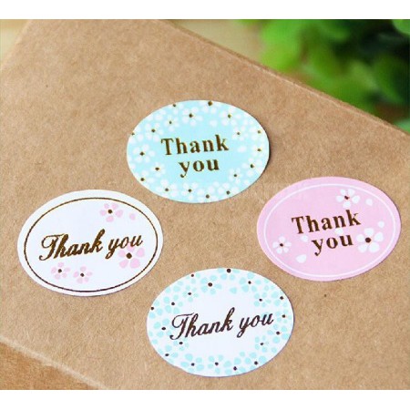 TQL01 Sticker Label Oval Colorful Floral Segel Kue Kemasan Pernikahan