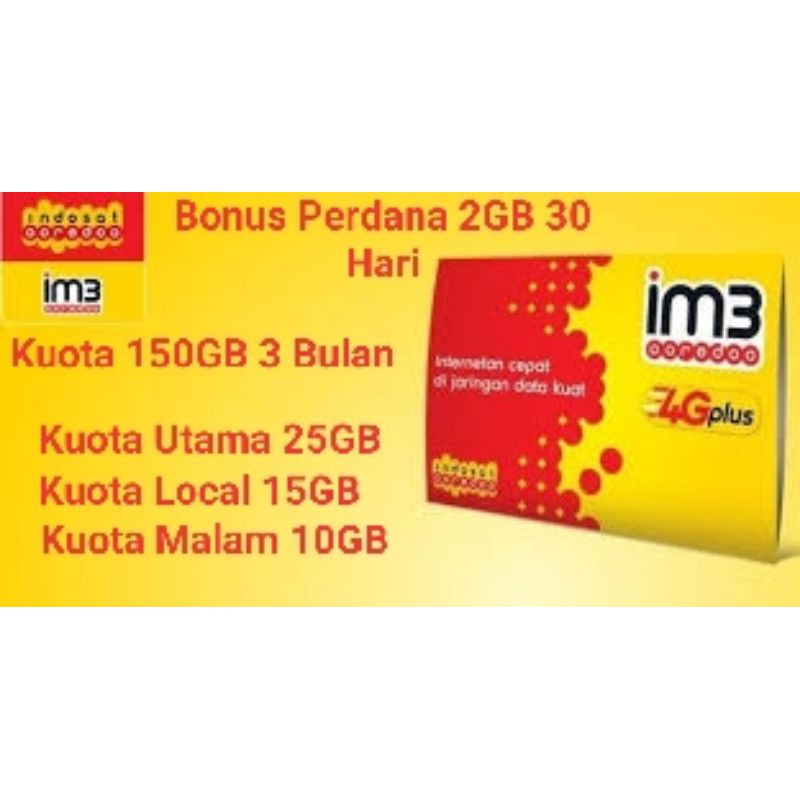 Indosat 150GB 3 Bulan + Bonus Perdana 2GB 30 Hari