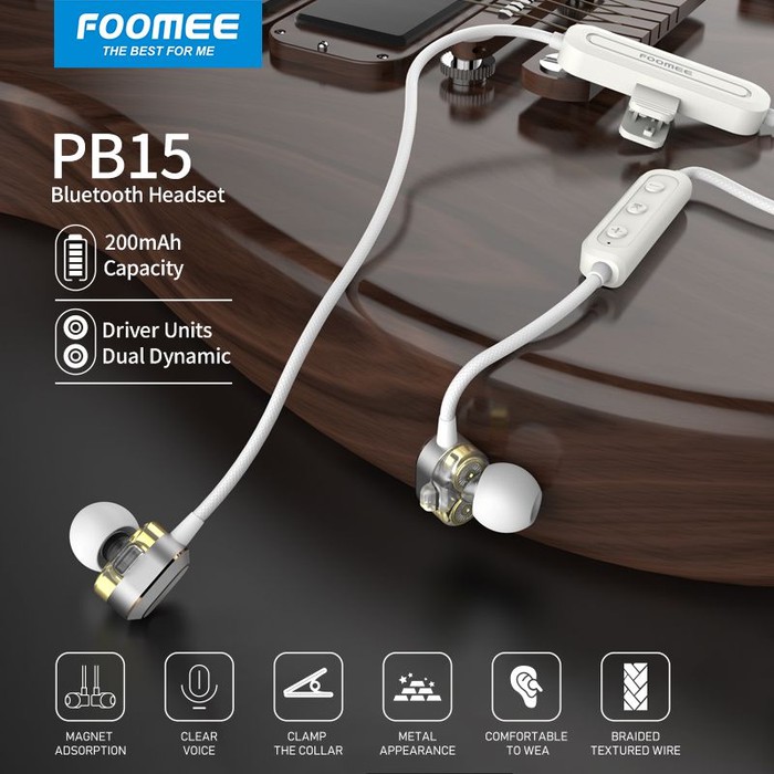 Foomee PB15 Headset Bluetooth Dual Dynamic Driver Units