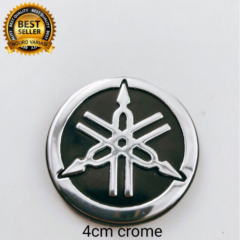 emblem timbul logo garputala yamaha bahan abs plastik kwalitas bagus ukuran 4.5cm x 4.5cm rx king-CROME 4cm