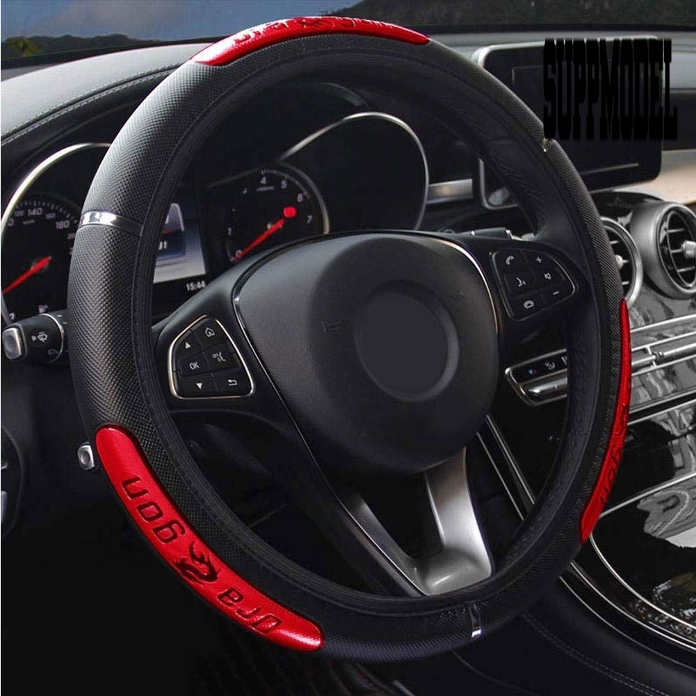 Cover Stir Mobil Desain Naga Bahan Kulit Imitasi Ukuran 38cm Untuk Dekorasi Interior