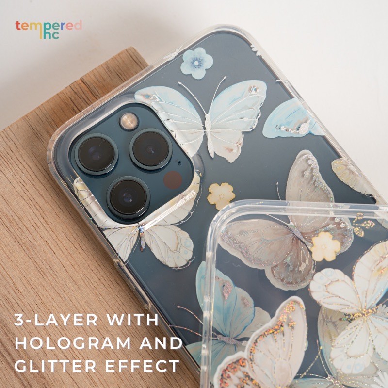 NEW !! WILDFLOWER 2D Hologram Butterfly Series Iphone Case ( Iphone 7-13promax )