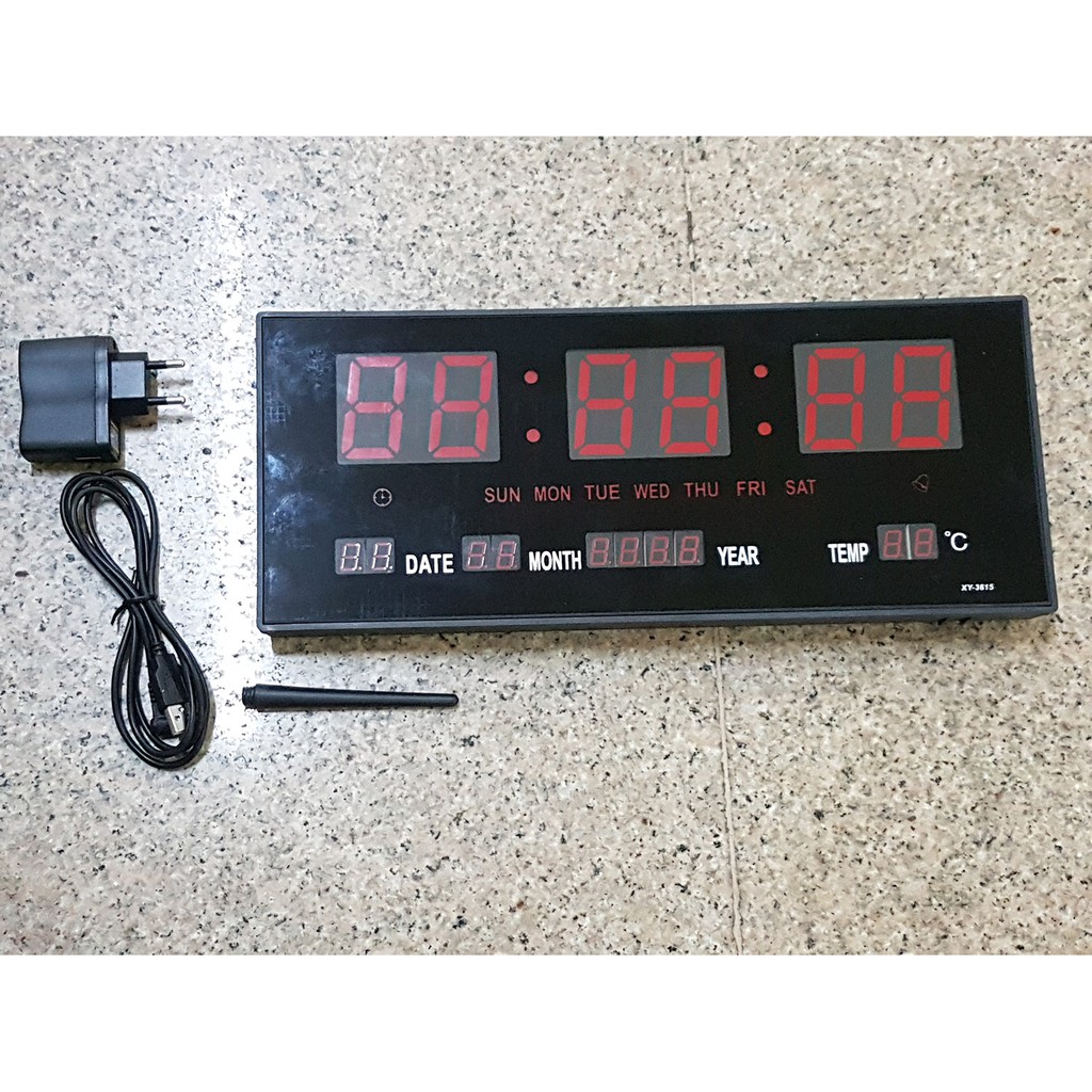 Digital LED Clock XY-3615 ( ukuran : 36cm x 15cm ) LED MERAH