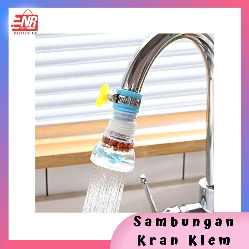 Sambungan kran plus klem / saringan kran klem / kran shower / filter air 360 derajat