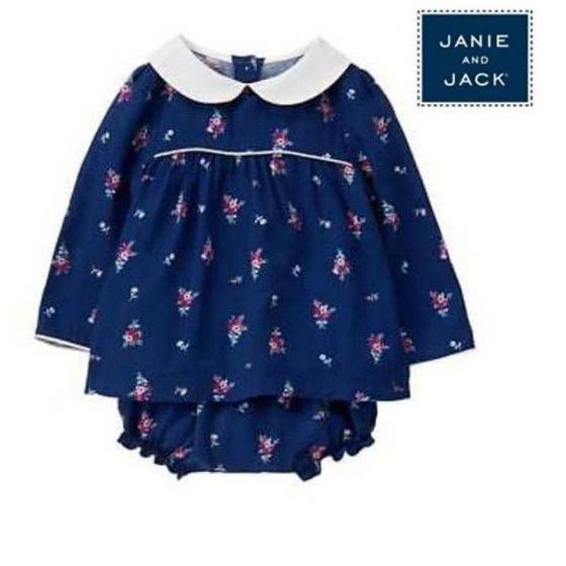 Janie & Jack - Jumpsuit Romper Anak Bayi Laki Perempuan | Size 0, 3, 6 bulan-Navy Floral
