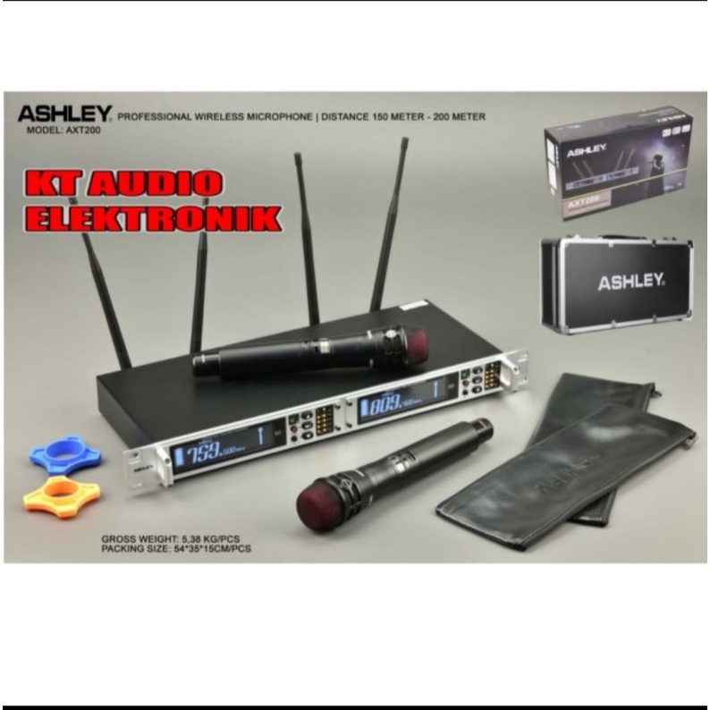 mic ashley axt200/axt200 wirelles microphone- hitam