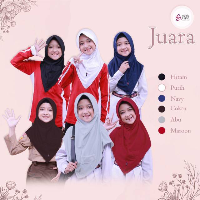 Jilbab/kerudung Anak Sekolah Juara -  Size S sd XXL - By Azkia Hijab